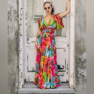 Trashy Diva Taylor Dress - Psychedelic Dragons DESIGNER EMBROIDERED 60s NWT 16